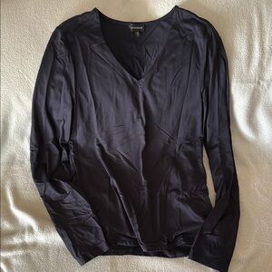 Buckle Black V-Neck Long Sleeve Top